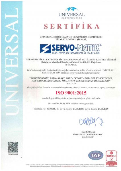 ISO 9001 : 2015 KALİTE SİSTEM BELGEMİZ